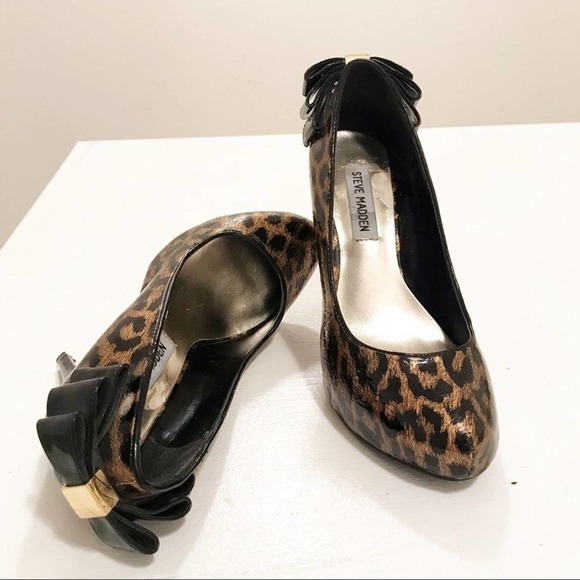 Steve Madden Brown Animal Print Rounded Heels 6 - Picture 9 of 9